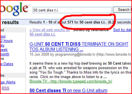 (Image - 50 Cent gets free promotion from bloggers)