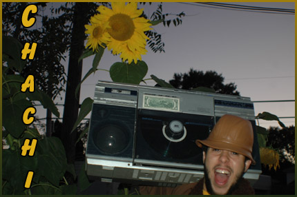 (Image - Chachi with a Vinyl Boombox and a Sunflower)
